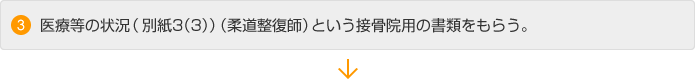 3 医療等の状況 ( 別紙3 (3) ) ( 柔道整復師) という接骨院用の書類をもらう。